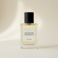 AI-generated sample packaging concept for Signature Fragrance, not a verified product photo